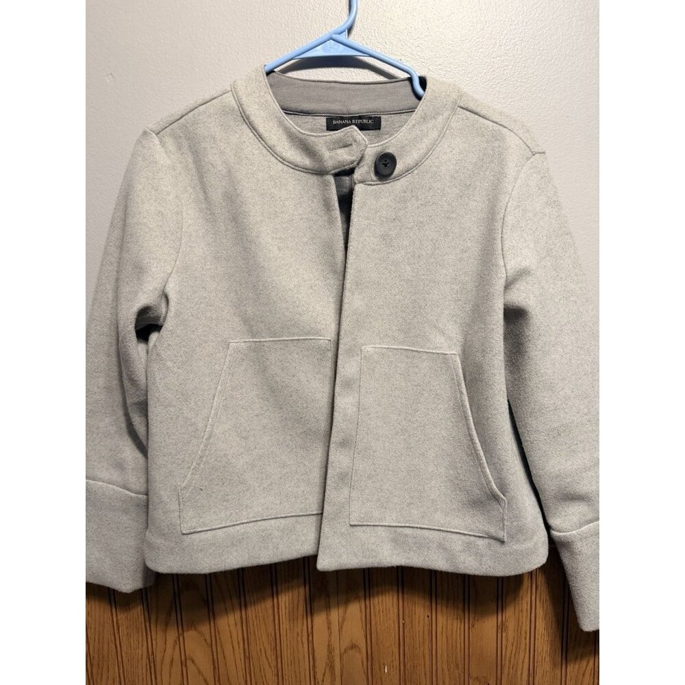 Banana Republic Women's Grey Wool Blend Cocoon Moto Jacket Size Extra Small